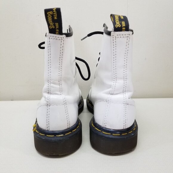 Doc Dr Marten UK5 White Chunky Boots Lace Up Lug Sole MIE High Tops US7 - Picture 3 of 13